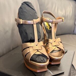 Yves Saint Laurent Metal Blush Platform Heels